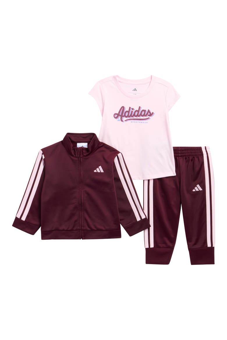 Logo T-Shirt, Tricot Jacket & Joggers Set, Main, color, DARK RED