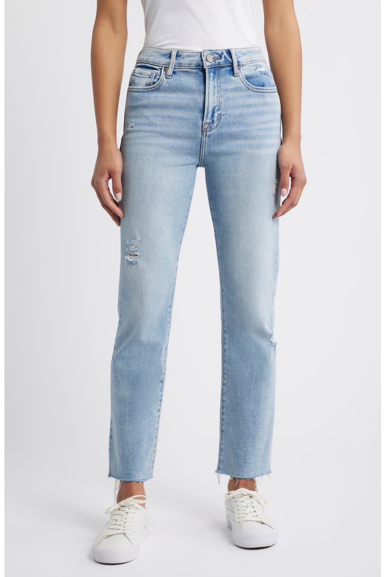 Raw Hem Ankle Cigarette Jeans, Main, color, MEDIUM