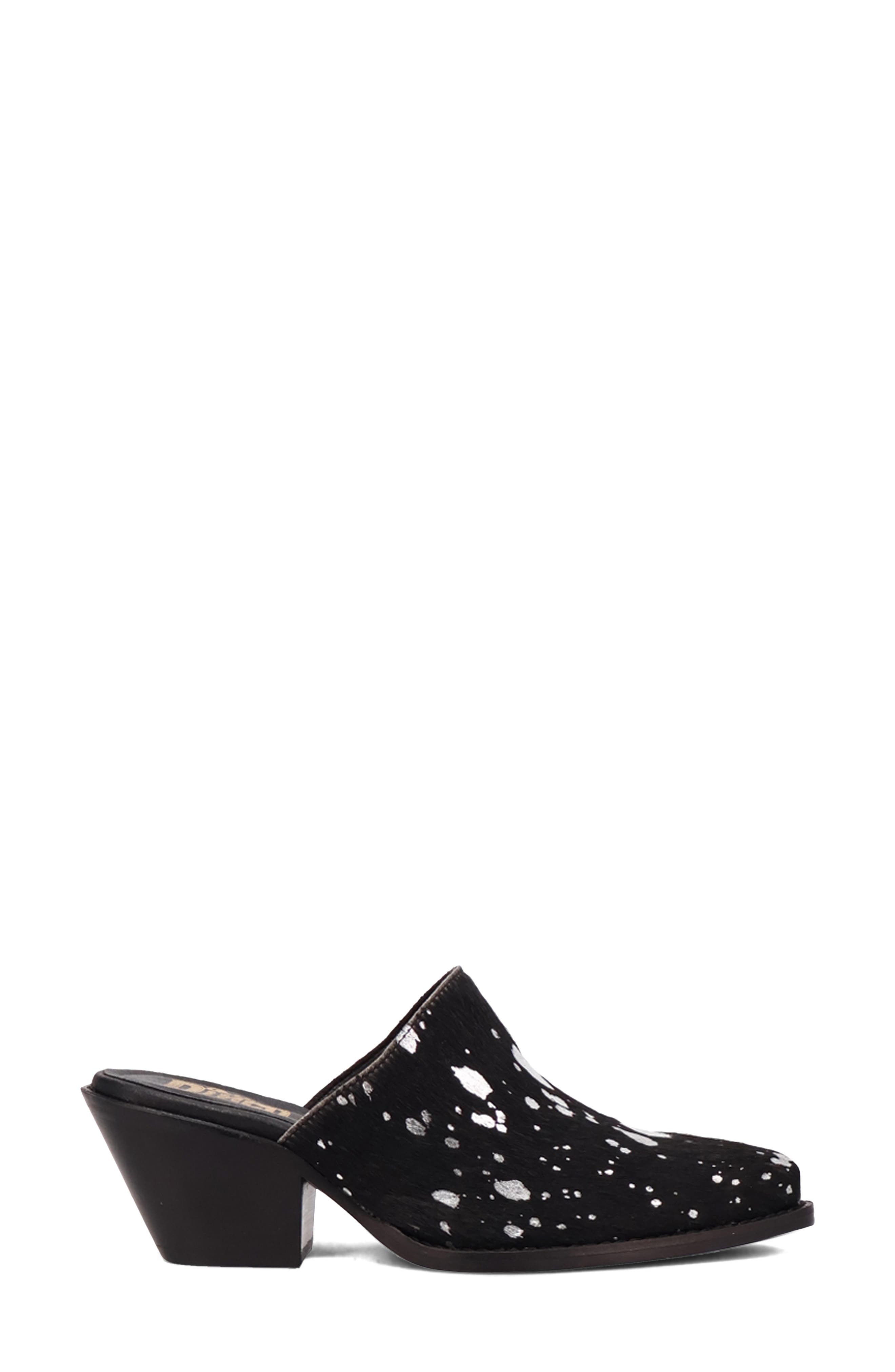 Dingo Cash Cow Genuine Calf Hair Mule, Alternate, color, Black