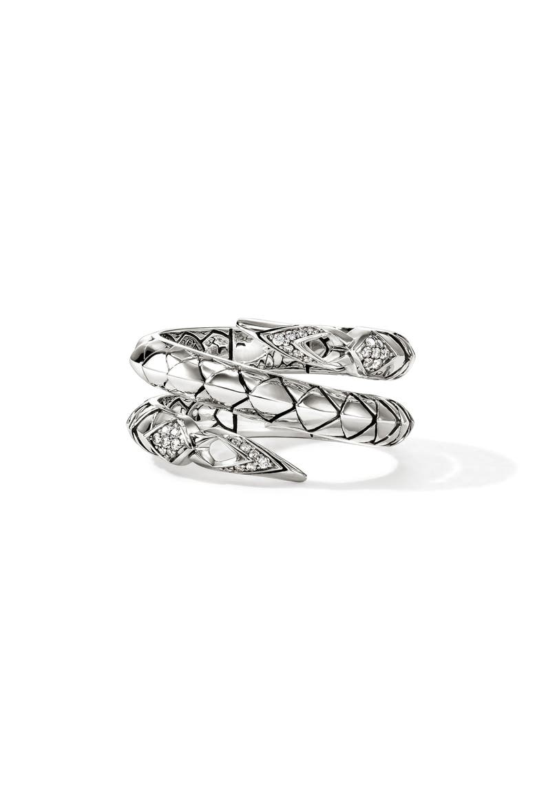Naga Sterling Silver & Diamond Coil Ring, Main, color, SILVER