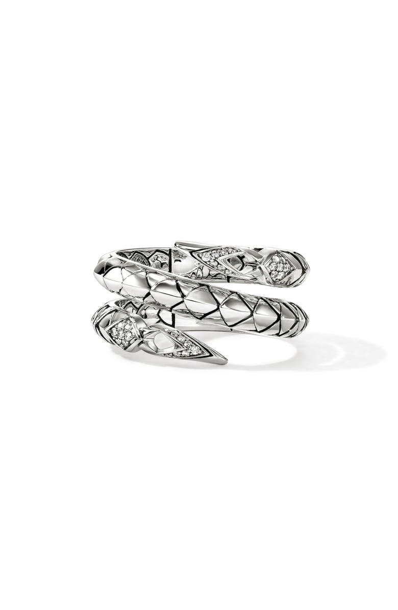 John Hardy Naga Sterling Silver & Diamond Coil Ring, Main, color, Silver