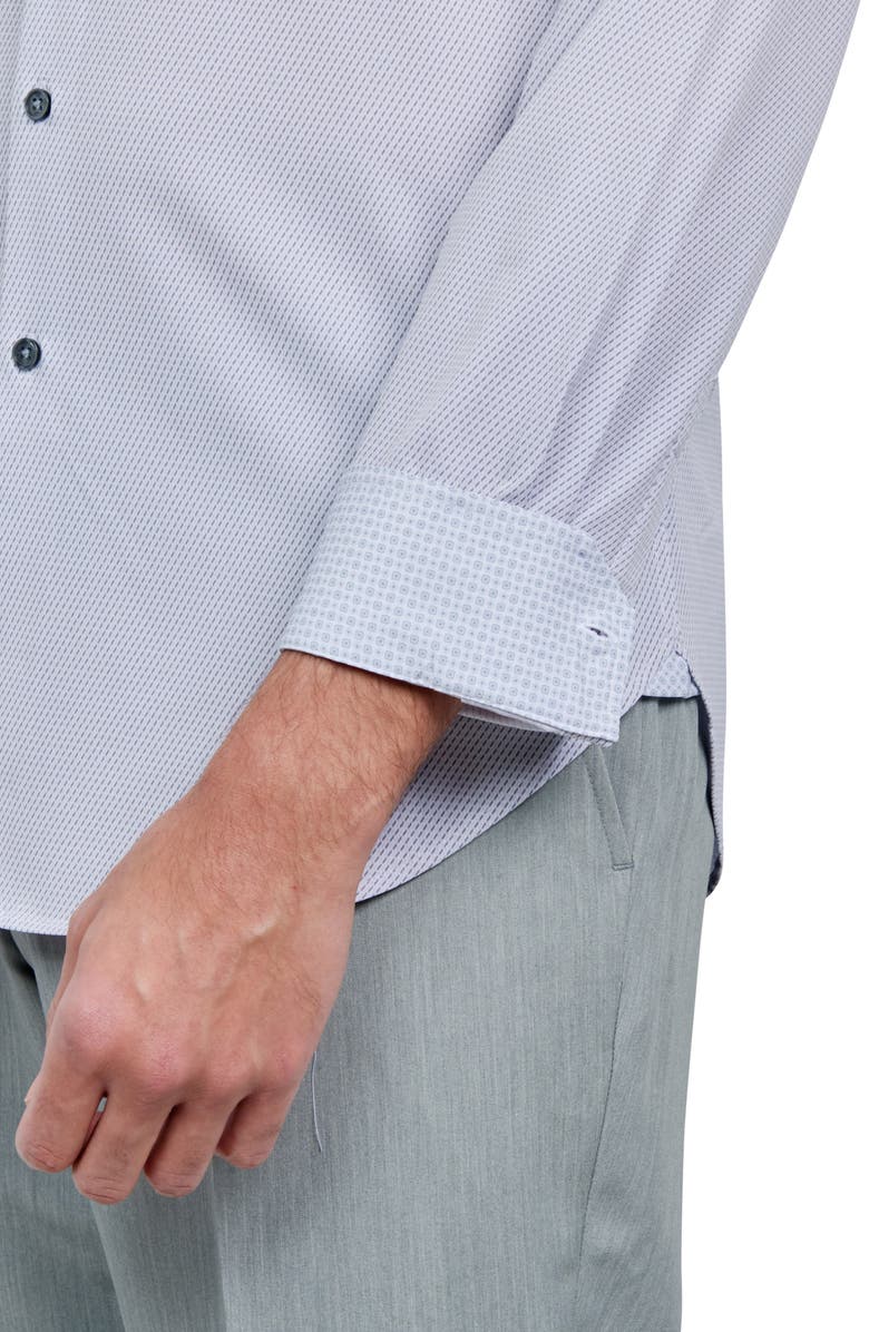 W.R.K Slim Fit Broken Stripe Print Recycled Performance Stretch Dress Shirt, Alternate, color, White/ Grey