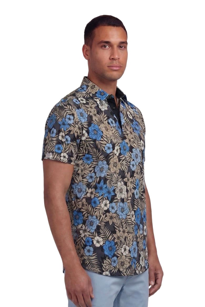 Tropical Mix Mens Knit Polo, Alternate, color, TROPICAL MIX BLACK