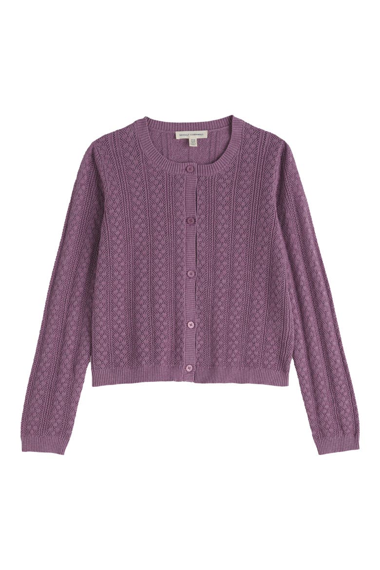 Willowing Organic Cotton Pointelle Cardigan, Alternate, color, VERBENA