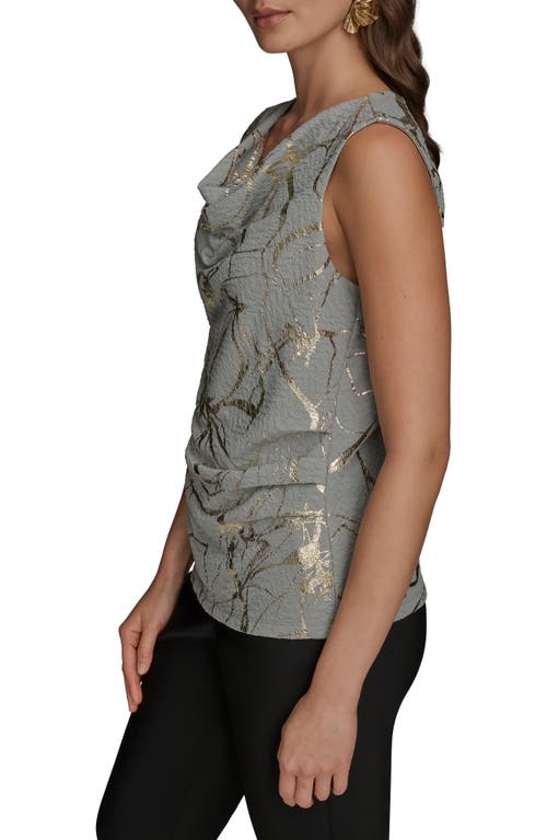 Donna Karan New York Foiled Sleeveless Cowl Neck Top In Gray