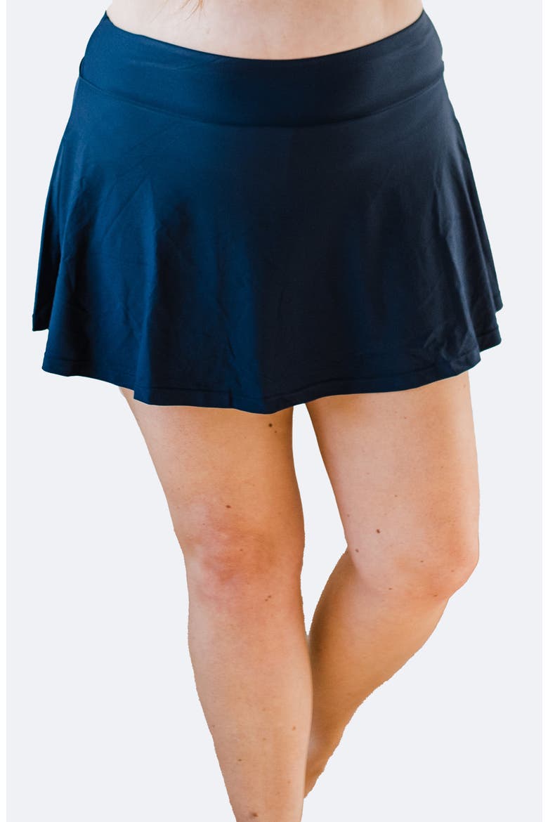Plus Size Flowy Swim Skirt With Shorts, Main, color, Navy