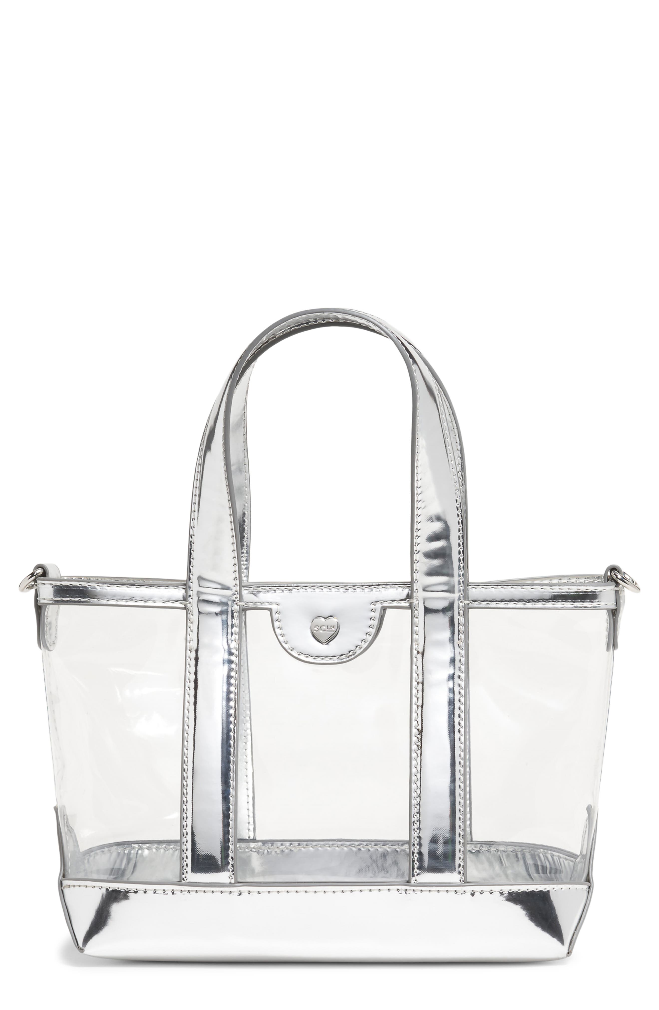 Stoney Clover Lane Mini Clear Tote, Main, color, Silver Metallic