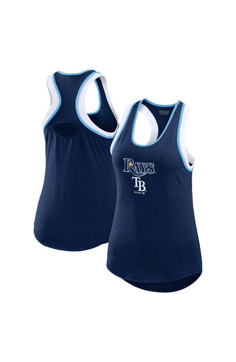 WEAR by Erin Andrews Women's WEAR by Erin Andrews Navy Tampa Bay Rays Colorblock Racerback Tank Top, Main, color, Navy