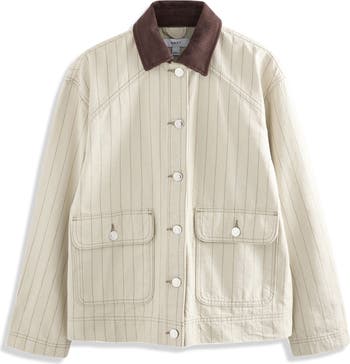 Corduroy Collar Stripe Twill Jacket