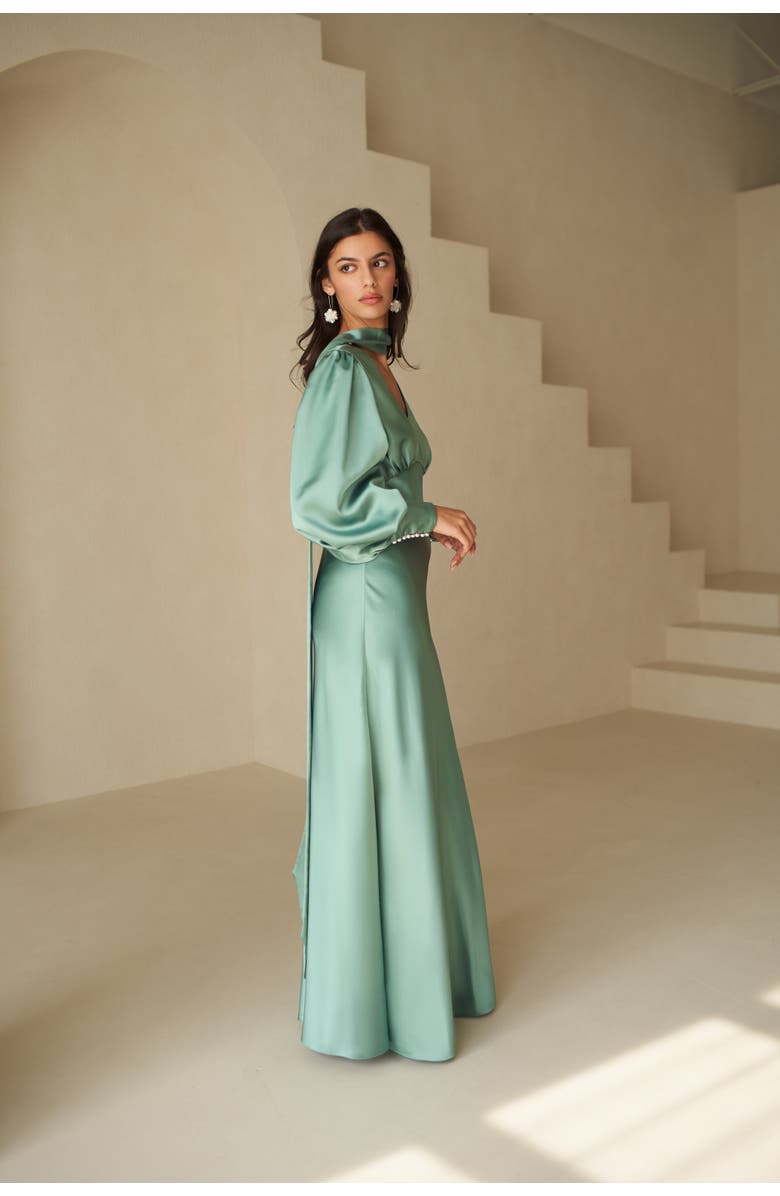 Vasiliki Morgan Silky Bias Cut Dress, Alternate, color, Sea Foam