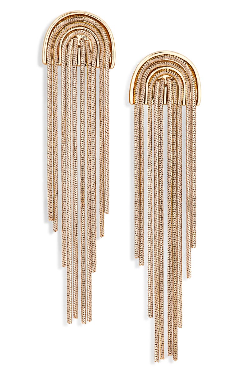Cara Painted Tassel Drop Earrings, Main, color, Brown/ Gold