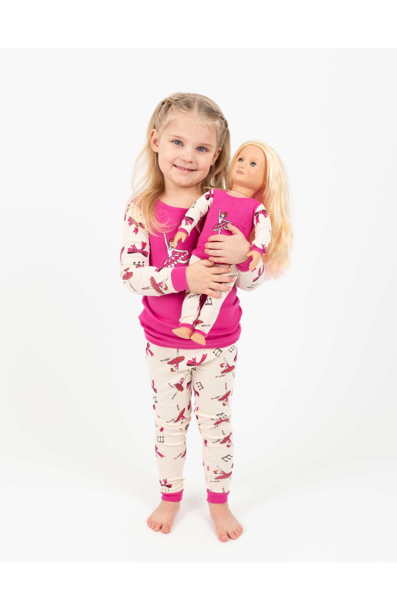 Leveret Girls Matching Doll Printed Cotton Pajamas, Fantasy & Character Prints, Alternate, color, Ballerina Hot Pink