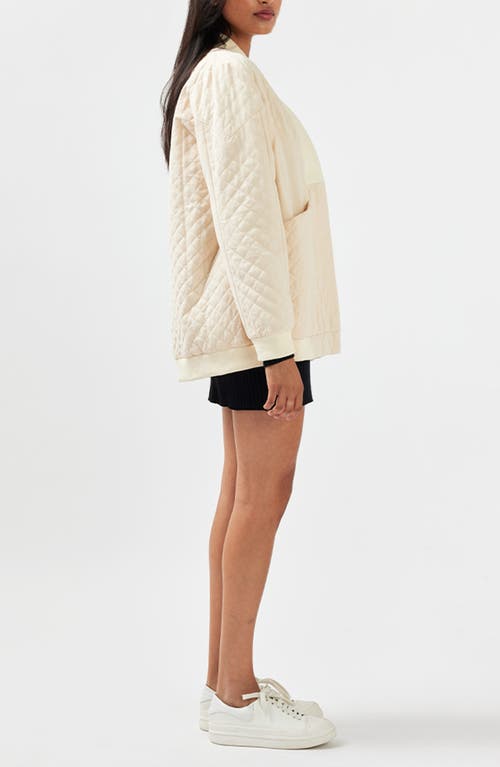 Belle & Bloom Over It Oversize Quilted Bomber Jacket In White