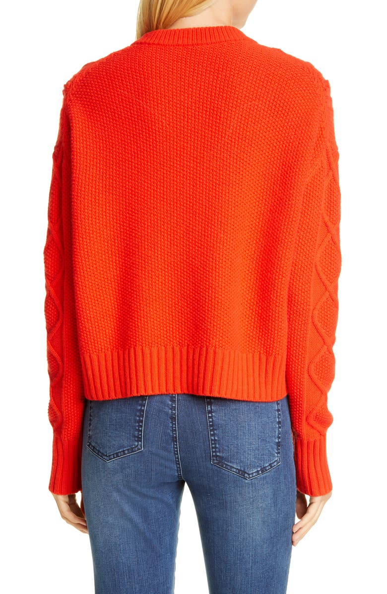 St. John Collection Drop Shoulder Aran Sweater, Alternate, color, 