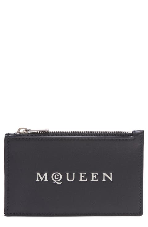 Logo Leather Zip Card Case