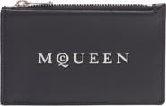 McQueen Logo Leather Zip Card Case