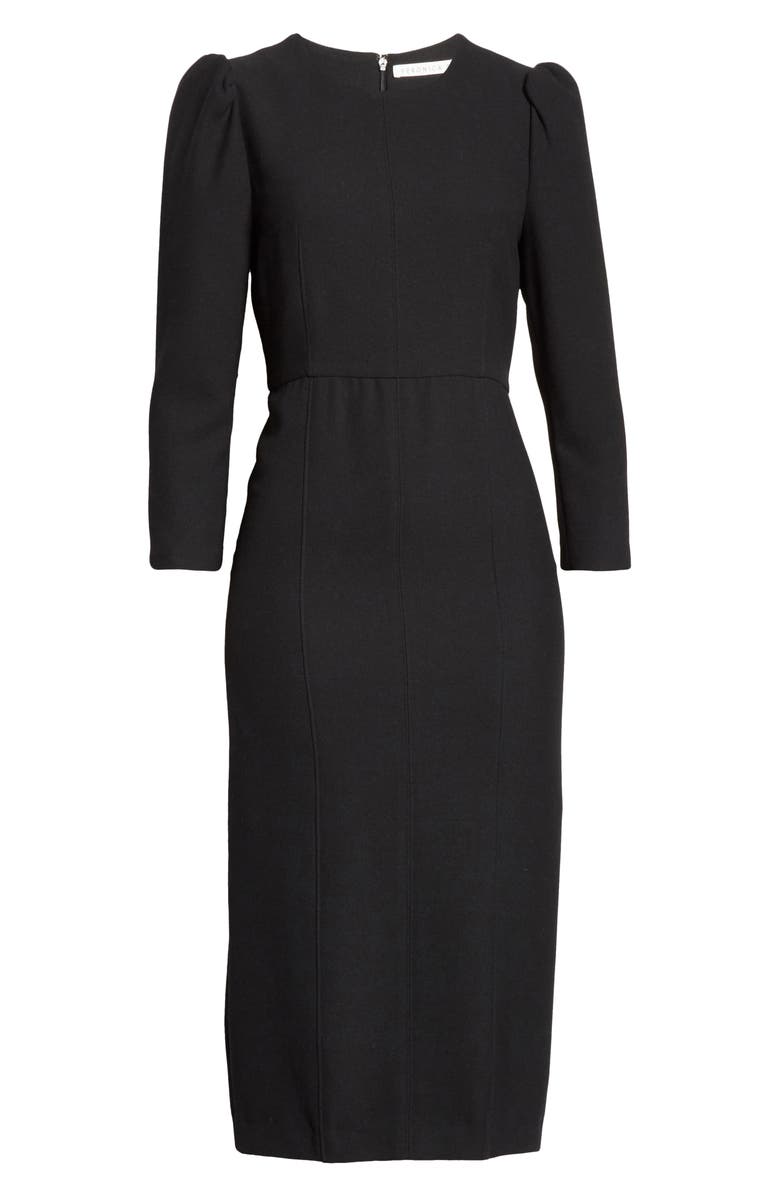 Veronica Beard Geoff Puff Shoulder Midi Dress, Alternate, color, 