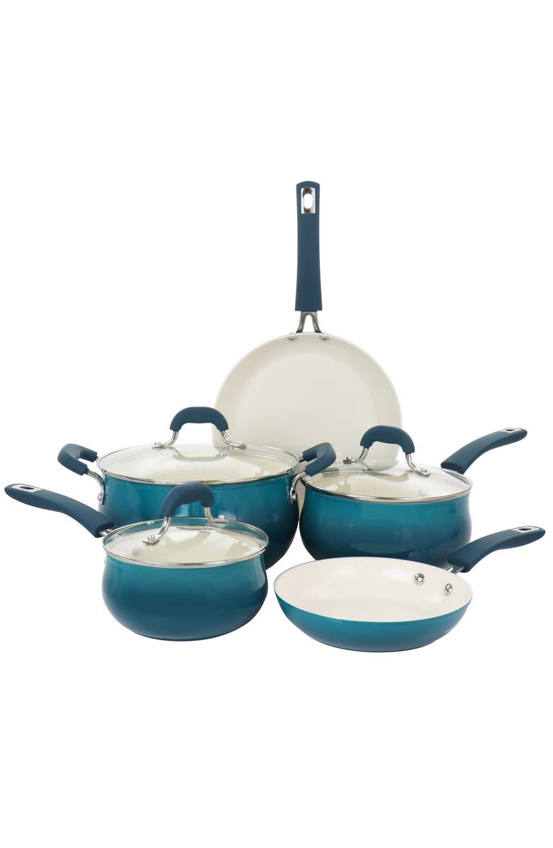 OSTER Corbett 8 Piece Nonstick Aluminum Cookware Set, Main, color, Blue