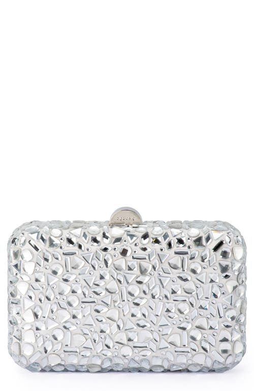 Olga Berg Aviva Crystal Frame Clutch in Silver 