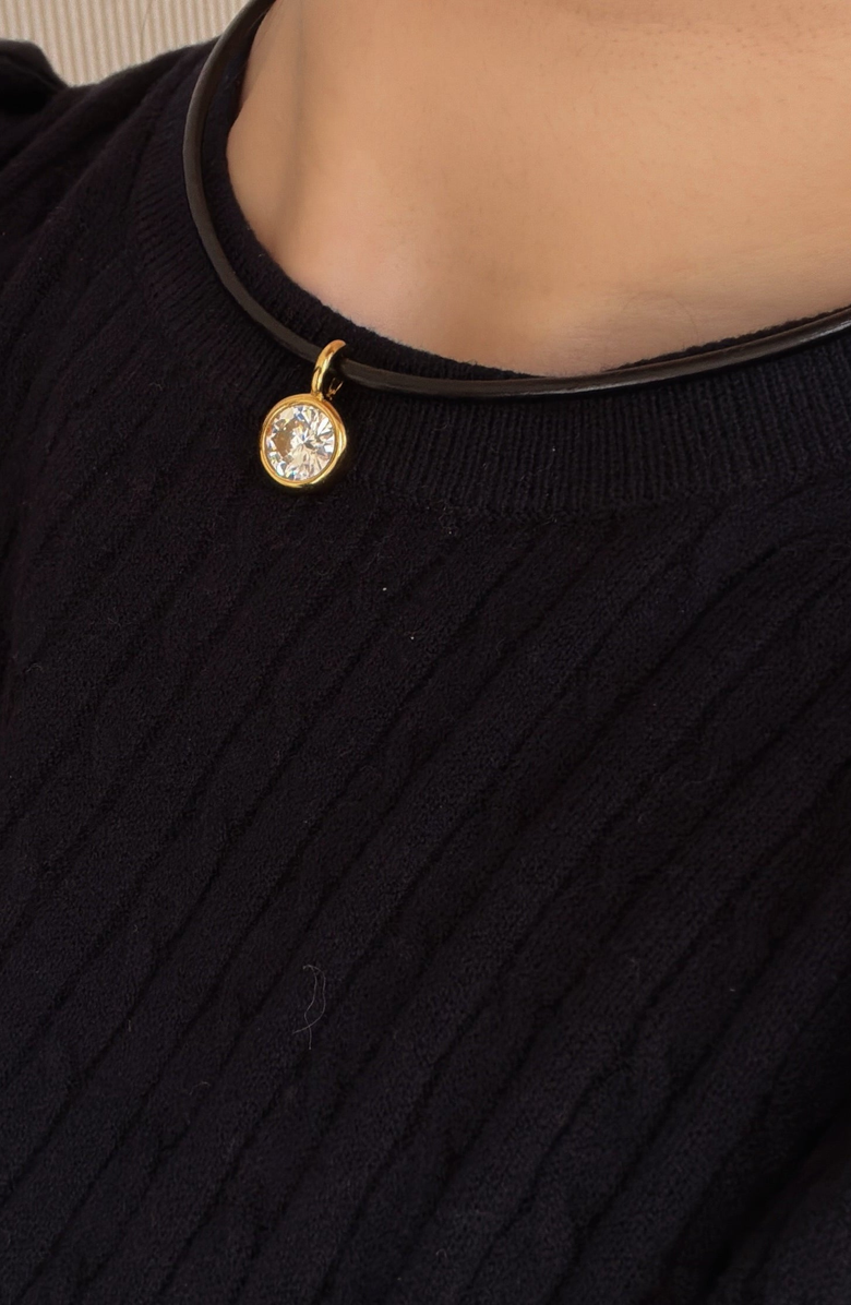 Joiana Jewelry Marlow Bezel Drop Necklace, Alternate, color, Onyx