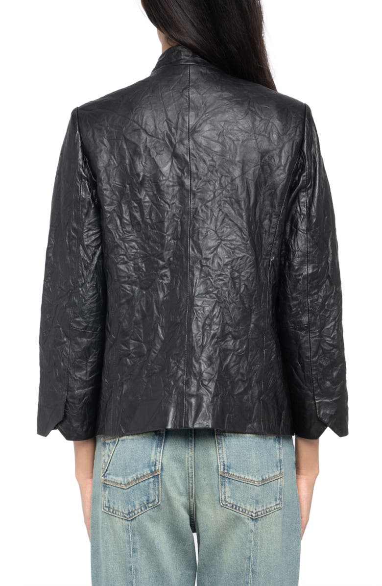 Zadig & Voltaire Veryn Cuir Crinkled Leather Jacket, Alternate, color, Black
