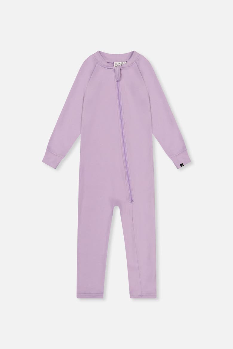 One Piece Asymmetric Zip Brushed Thermal Underwear, Main, color, Lavender