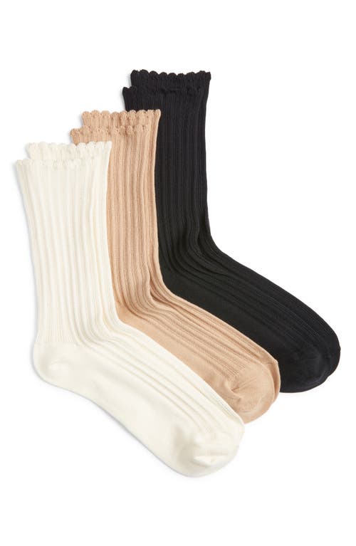 Hue 3-pack Scalloped Pointelle Crew Socks In Multi