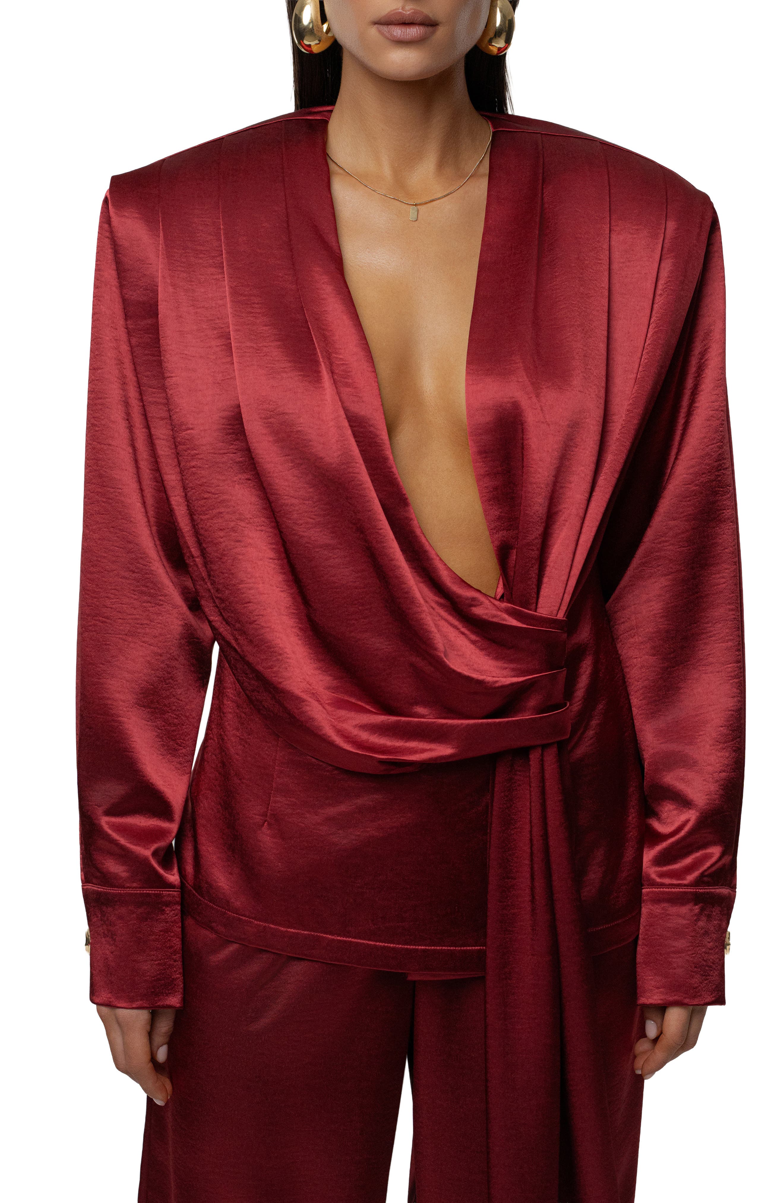 Statement Satin Drape Top - image 5