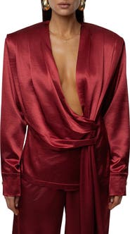 JLUXLABEL Statement Satin Drape Top