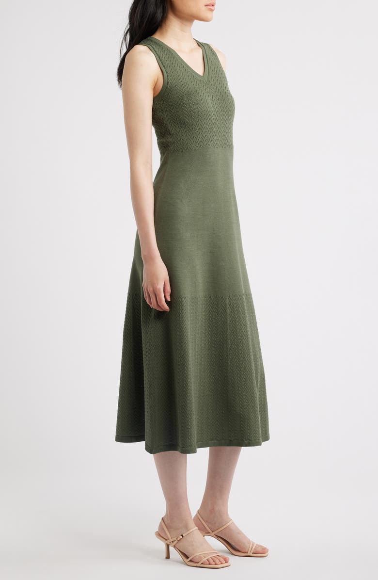 Elie Tahari The Elena Sleeveless Sweater Midi Dress, Alternate, color, Dark Sage