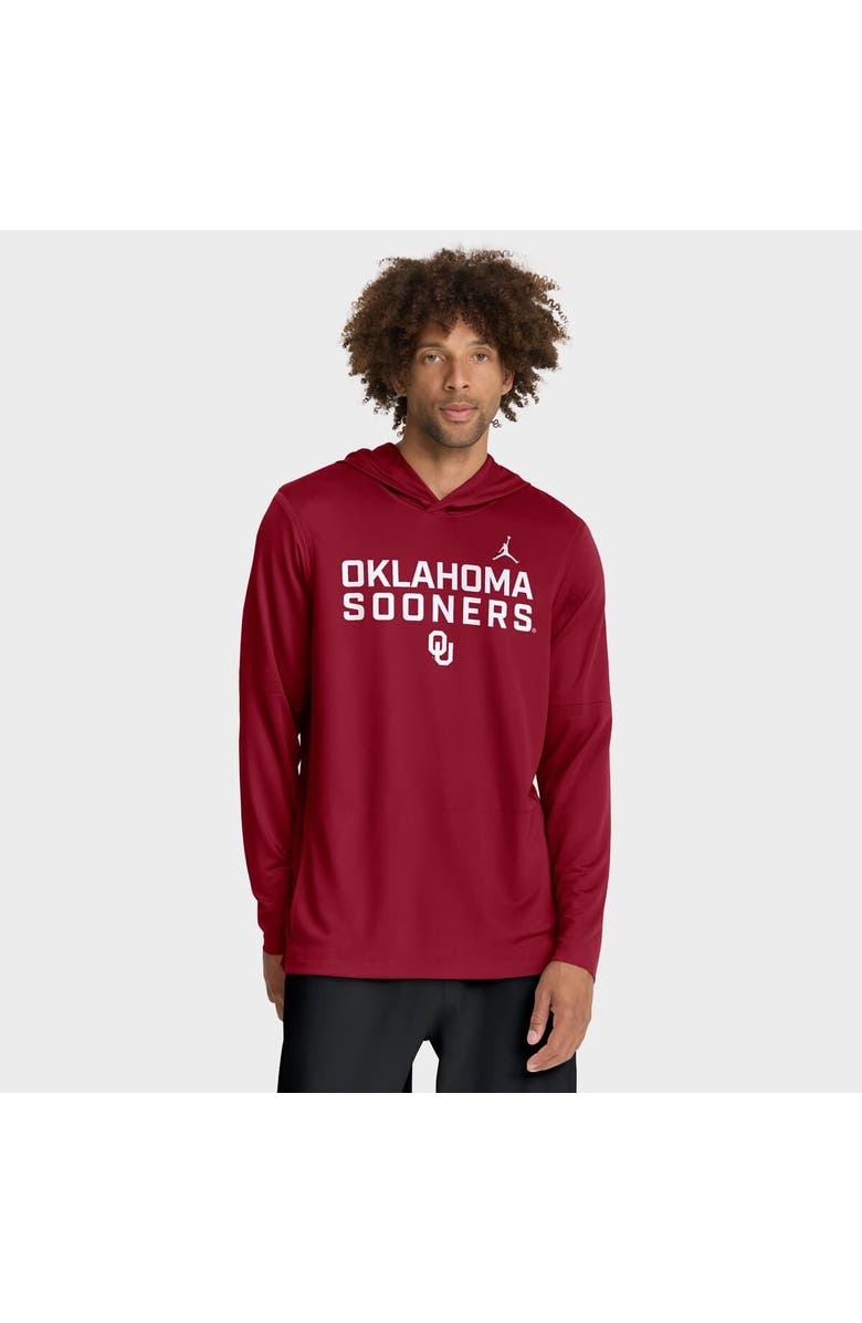 Jordan Brand Men's Jordan Brand Crimson Oklahoma Sooners 2025 Sideline Performance Long Sleeve Hoodie T-Shirt, Alternate, color, Crimson