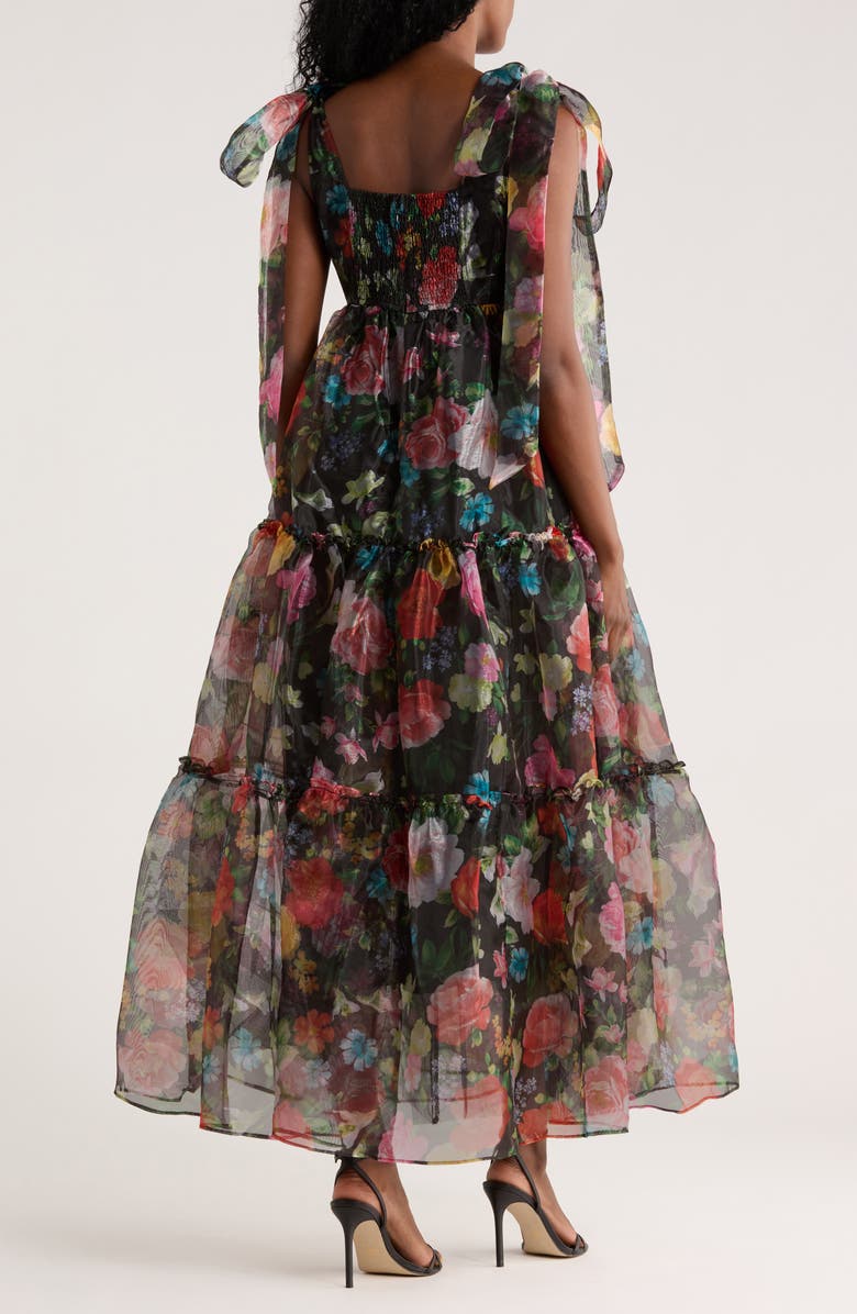 Chelsea28 Bow Shoulder Organza Maxi Dress, Alternate, color, Black Multi Floral
