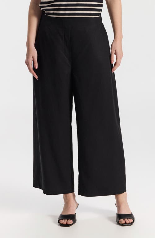 Ronen Chen Moran High Waist Midi Flowy Trousers In Black