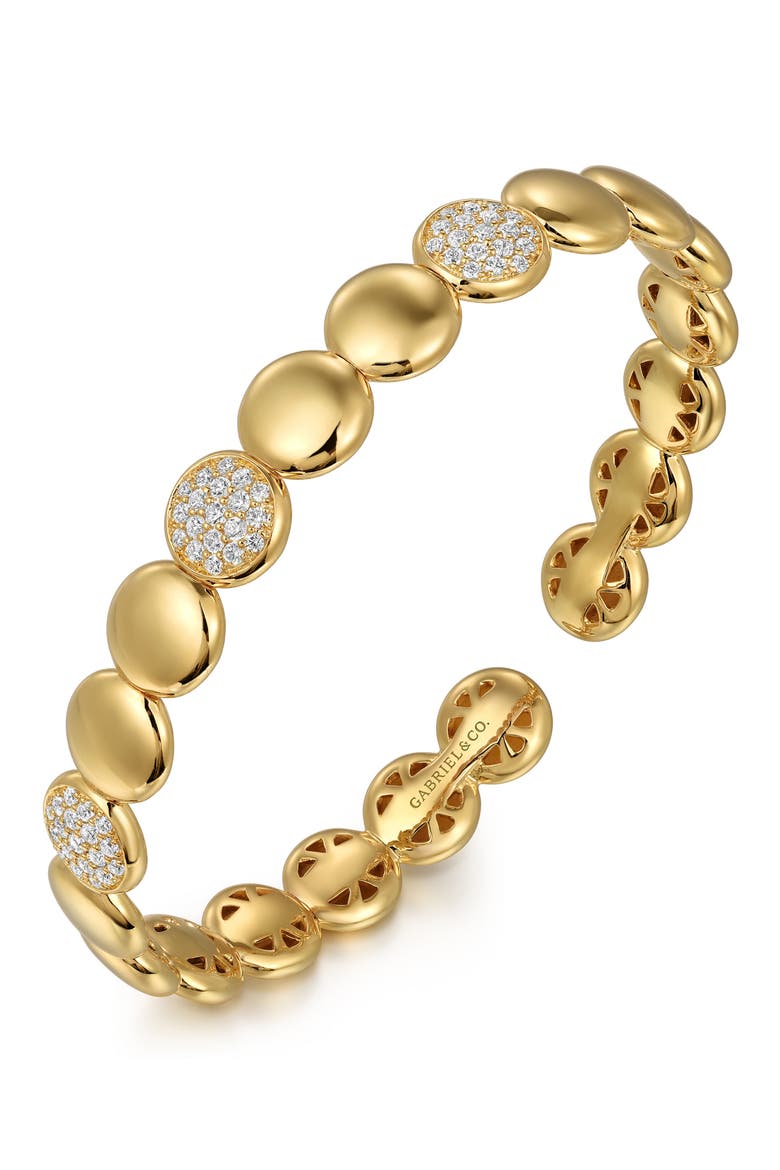14K Gold Diamond Cluster Cuff Bangle, Alternate, color, 14K YELLOW GOLD