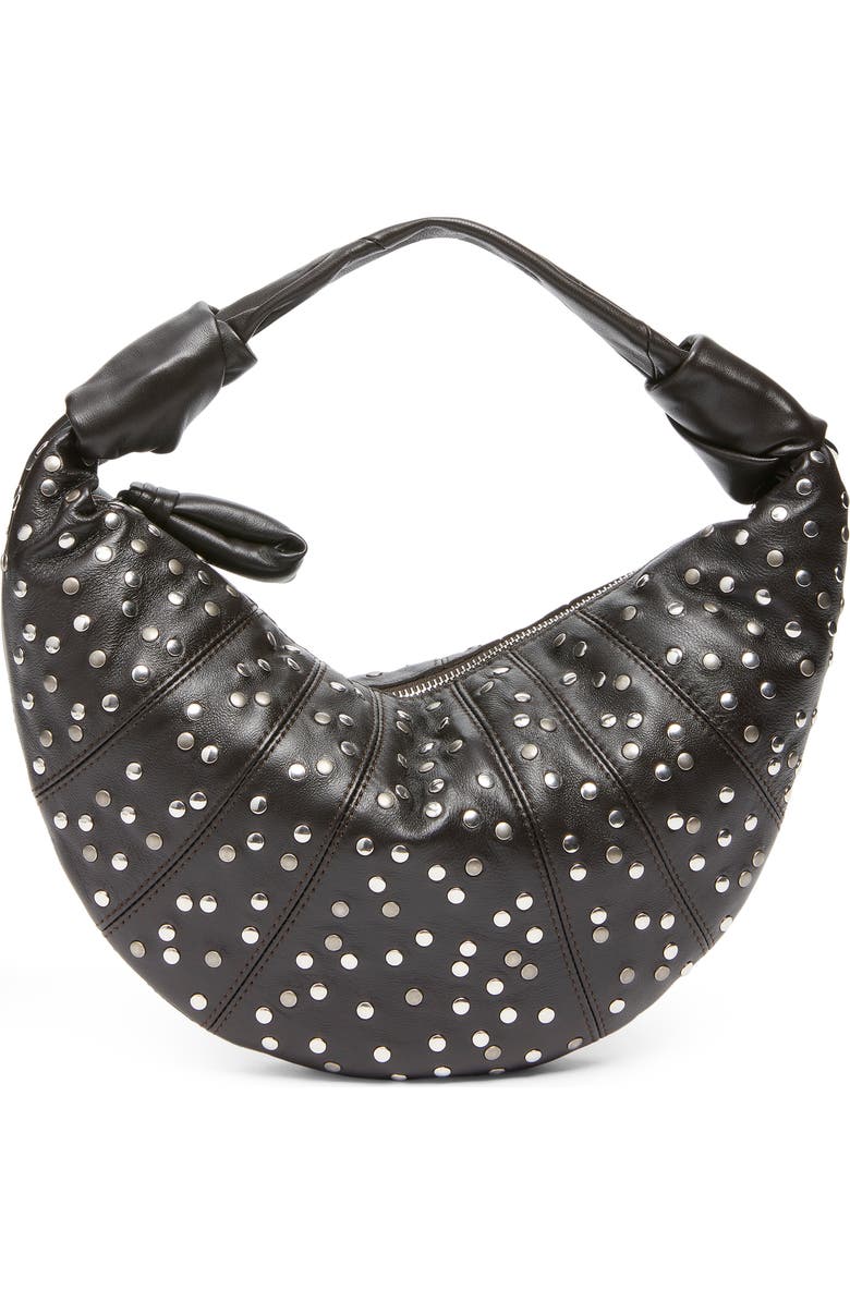 Lemaire Mini Fortune Croissant Studded Leather Handbag, Main, color, Dark Chocolate