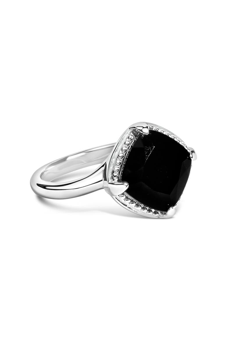 Sterling Silver Cushion Onyx 3-Piece Jewelry Set Ring Earrings Pendant, Alternate, color, Silver