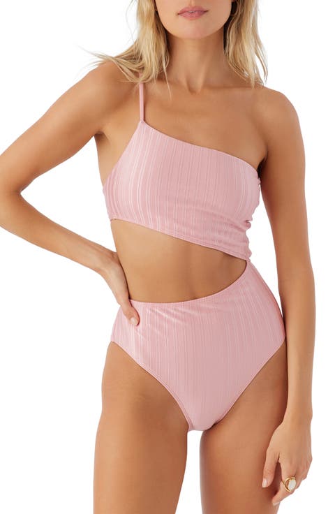 Mizi Agadir Metallic Rib One-Shoulder One-Piece Swimsuit