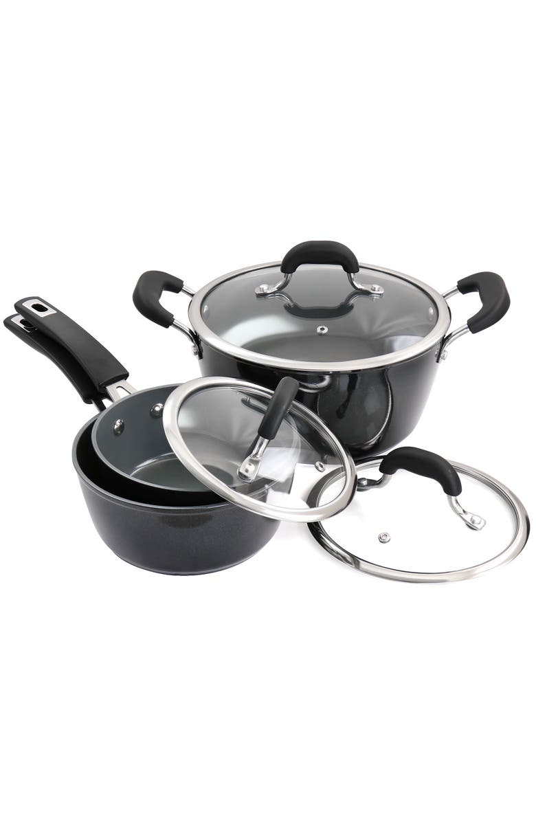 Kenmore 12 Piece Ceramic Coated Aluminum Cookware Set, Alternate, color, Black