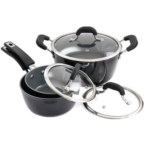 Kenmore 12 Piece Ceramic Coated Aluminum Cookware Set In Black