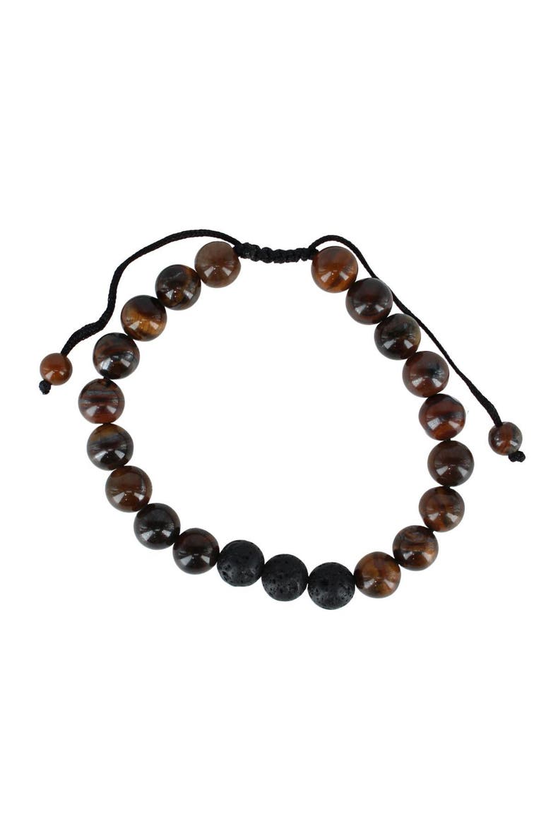 Ryder Wood Look Bead Adjustable Bracelet, Alternate, color, Brown