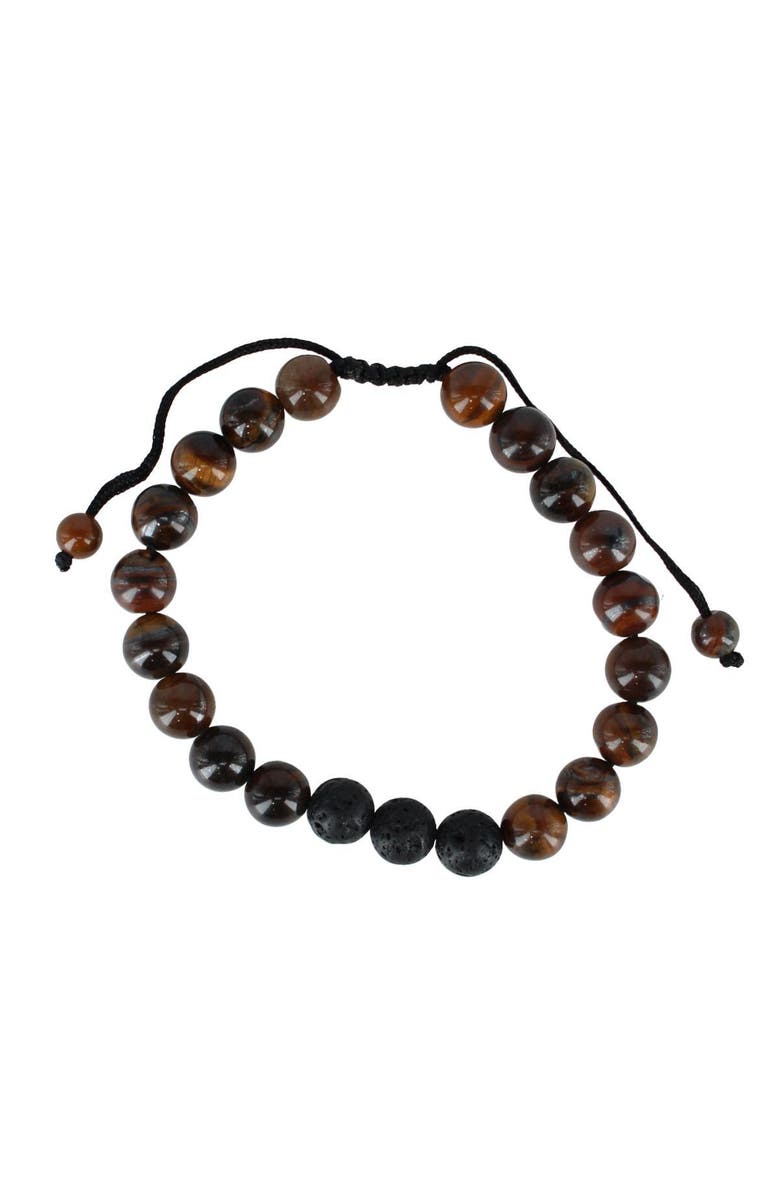 Trafalgar Ryder Wood Look Bead Adjustable Bracelet, Alternate, color, Brown