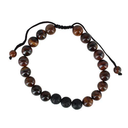 Trafalgar Ryder Wood Look Bead Adjustable Bracelet In Brown