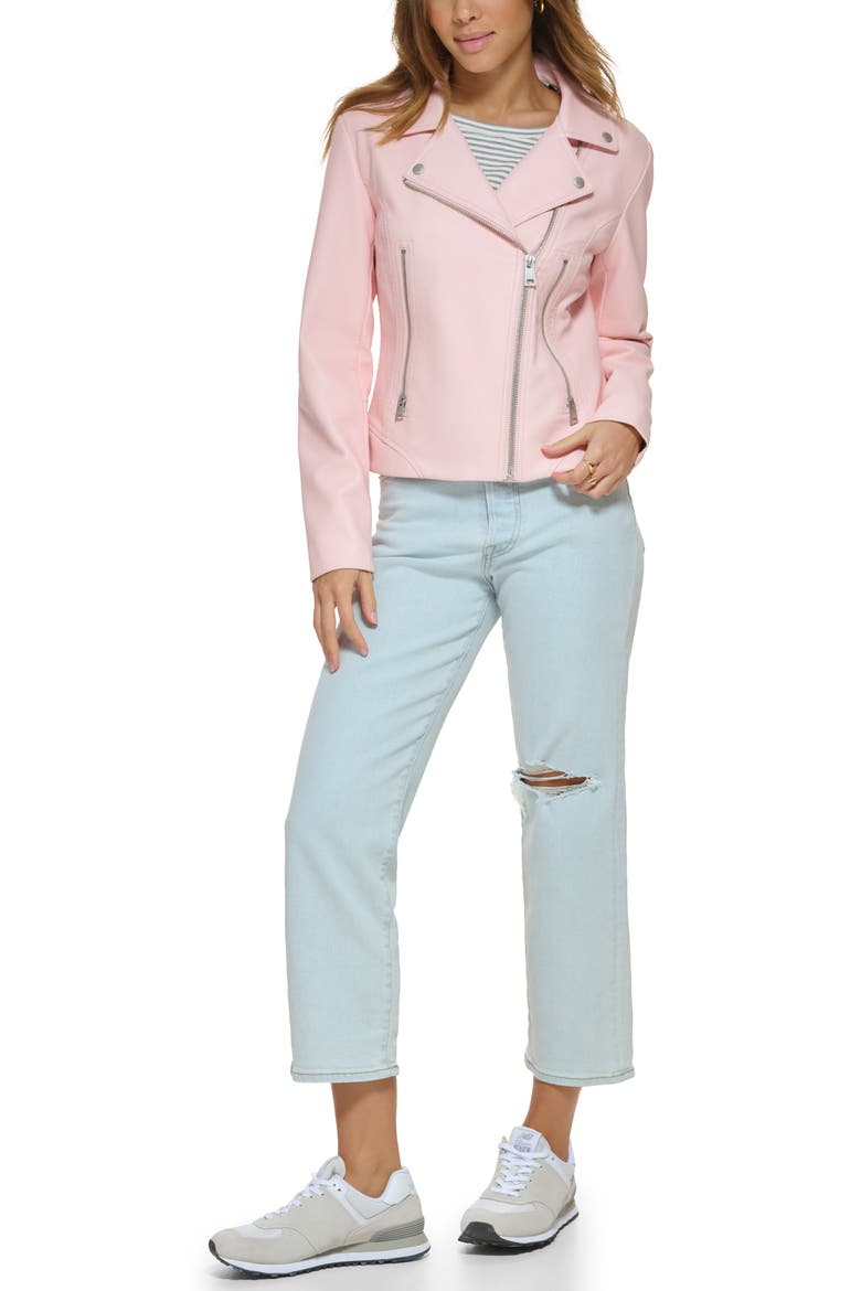 Faux Leather Moto Jacket, Alternate, color, ROSE QUARTZ