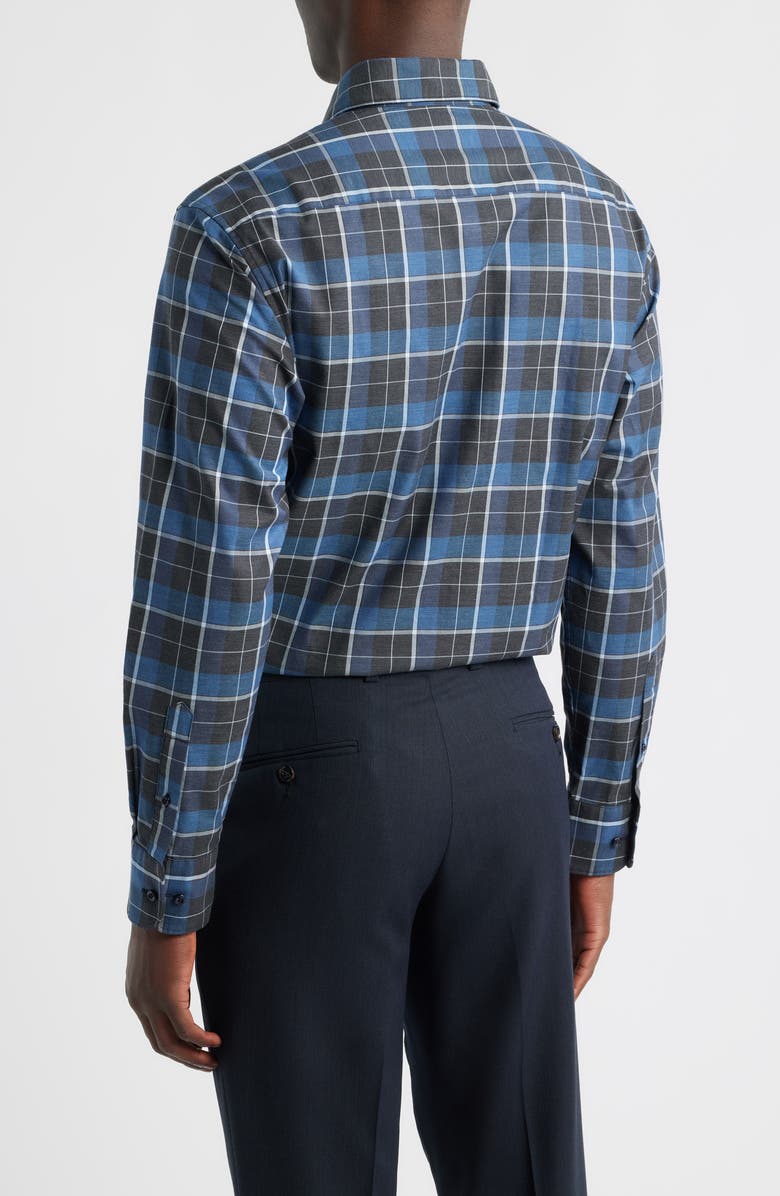 1863 by Eterna Modern Fit Plaid Non-Iron Cotton Twill Dress Shirt, Alternate, color, Dark Blue
