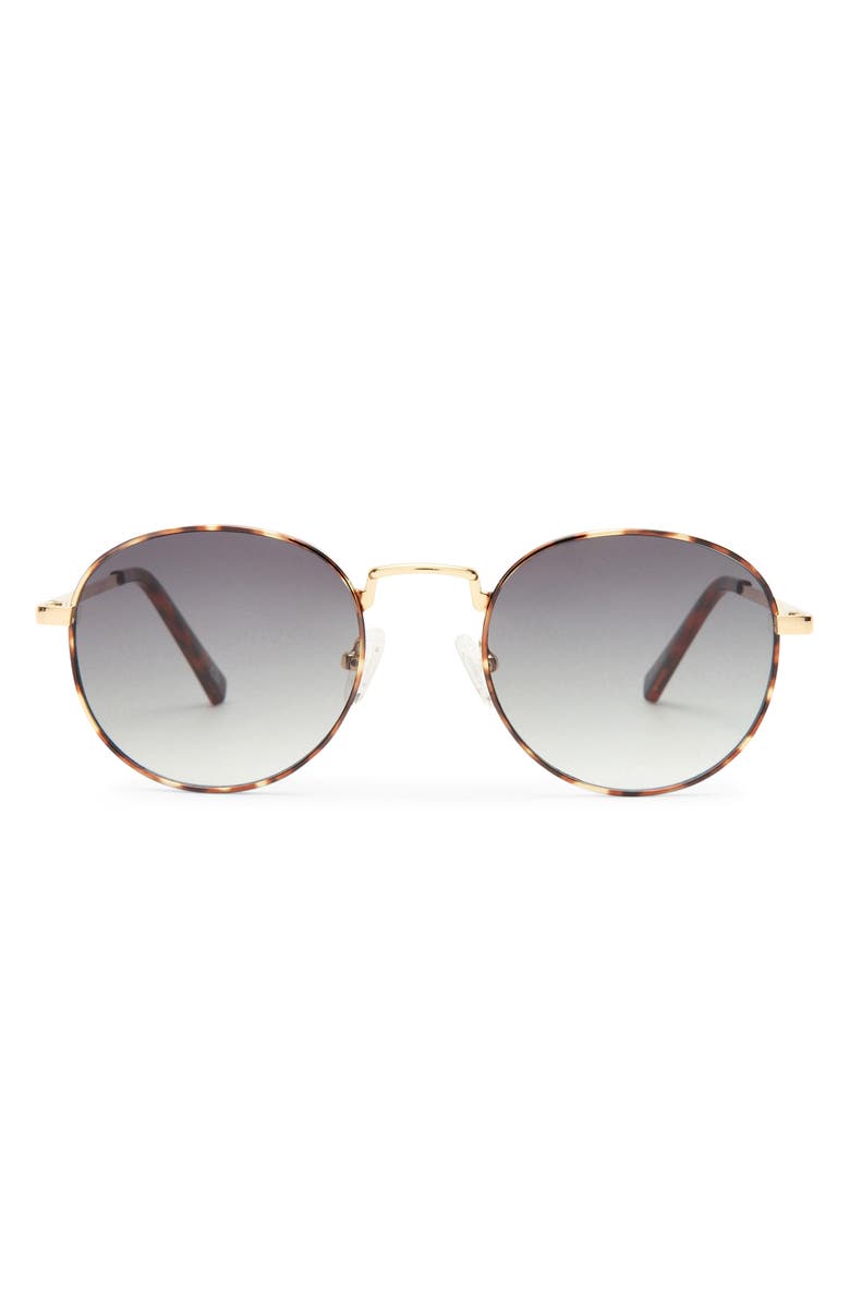 Le Specs Lost Legacy 51mm Gradient Round Sunglasses, Main, color, Gold / Tort/ Khaki Grad