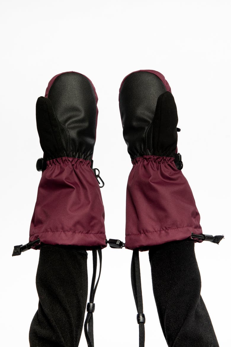 Boy Teknik Waterproof Zipper Pocket Winter Mittens, Alternate, color, Burgundy