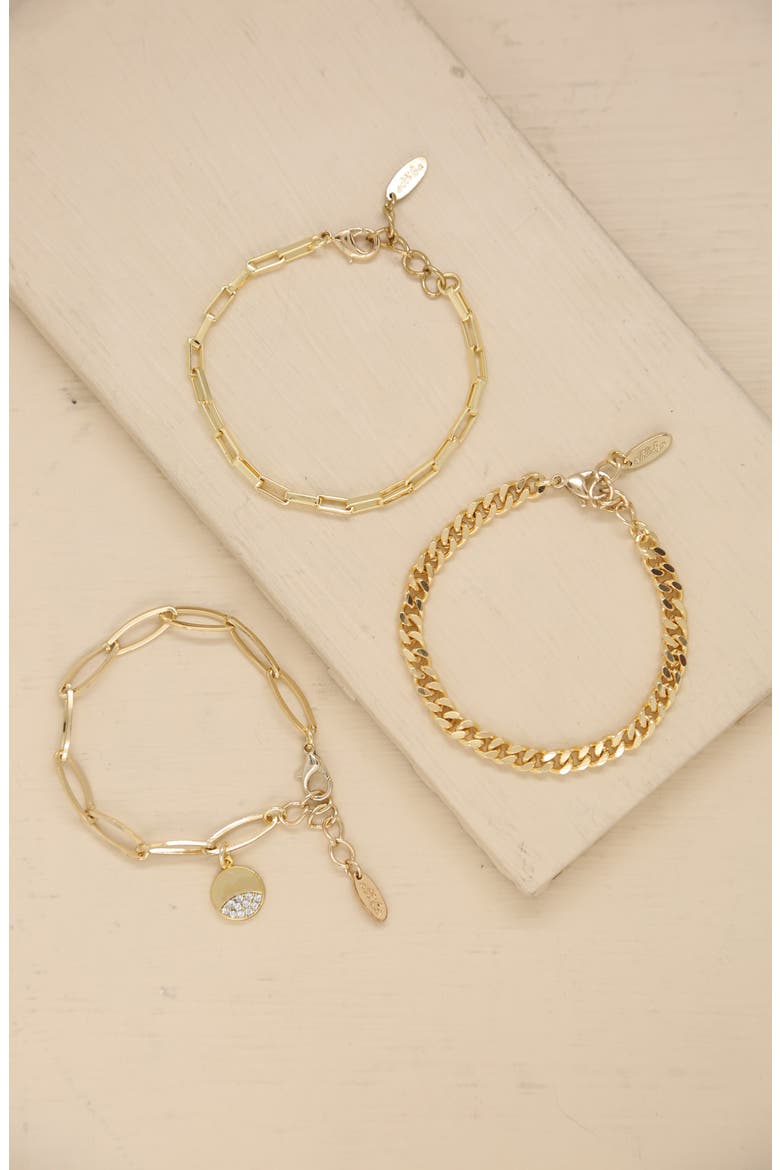 Set of 3 Chain Link Bracelets, Alternate, color, GOLD