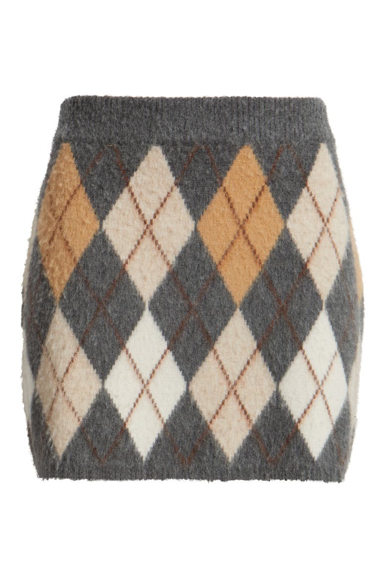 The Brushed Argyle Wool & Cashmere Skirt, Alternate, color, GREY MULTI