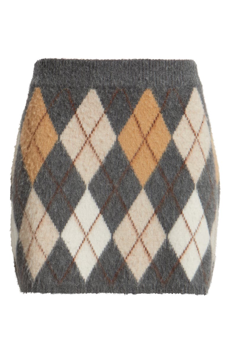 FRAME The Brushed Argyle Wool & Cashmere Skirt, Alternate, color, Grey Multi