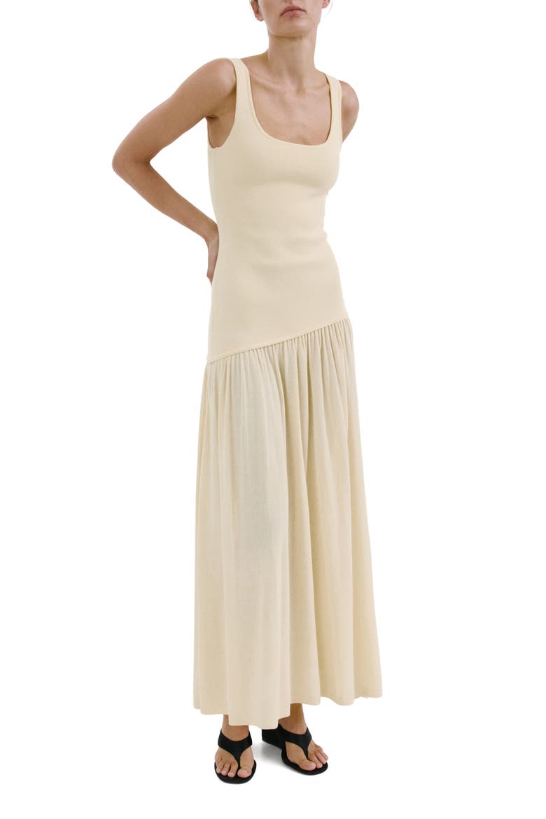 Asymmetric Cut Knit A-Line Dress, Main, color, VANILLA